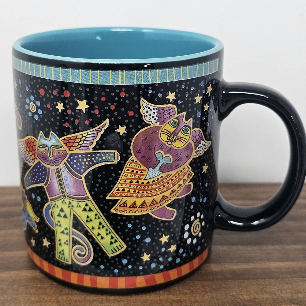 Rare Laurel Burch Wine Things Fabulous Felines Whimsical 2009 Ceramic Mug Cats - Picture 1 of 12
